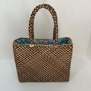 Handwoven Rattan Mini Tote Wicker Bag Hello Kitty Lining Kawaii Boho